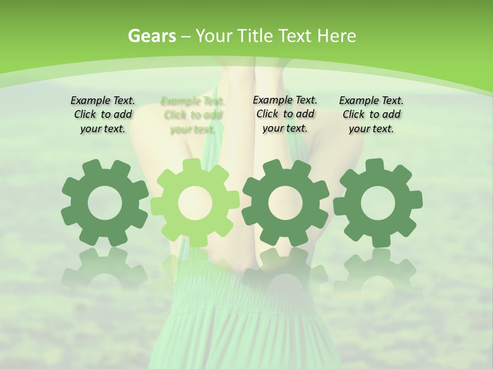 A Woman In A Green Dress Holding A Pink Flower PowerPoint Template