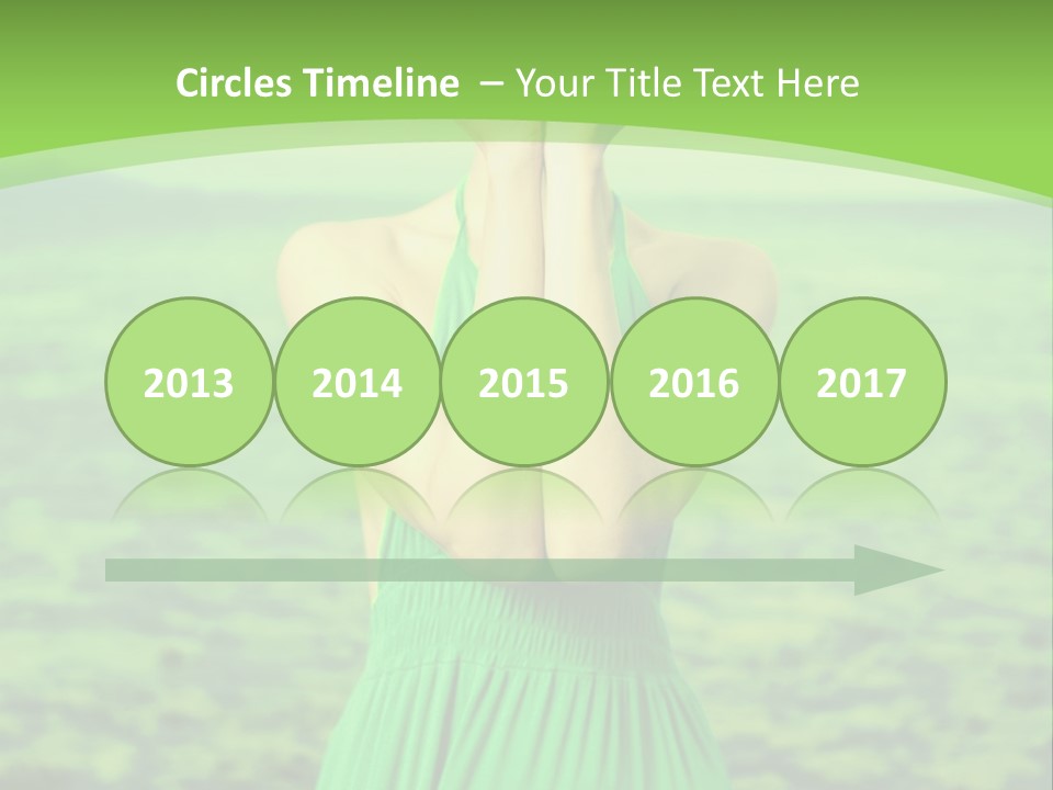 A Woman In A Green Dress Holding A Pink Flower PowerPoint Template