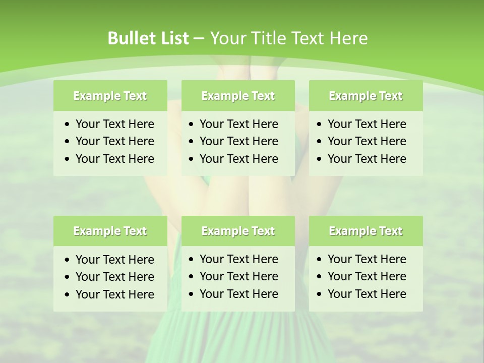 A Woman In A Green Dress Holding A Pink Flower PowerPoint Template