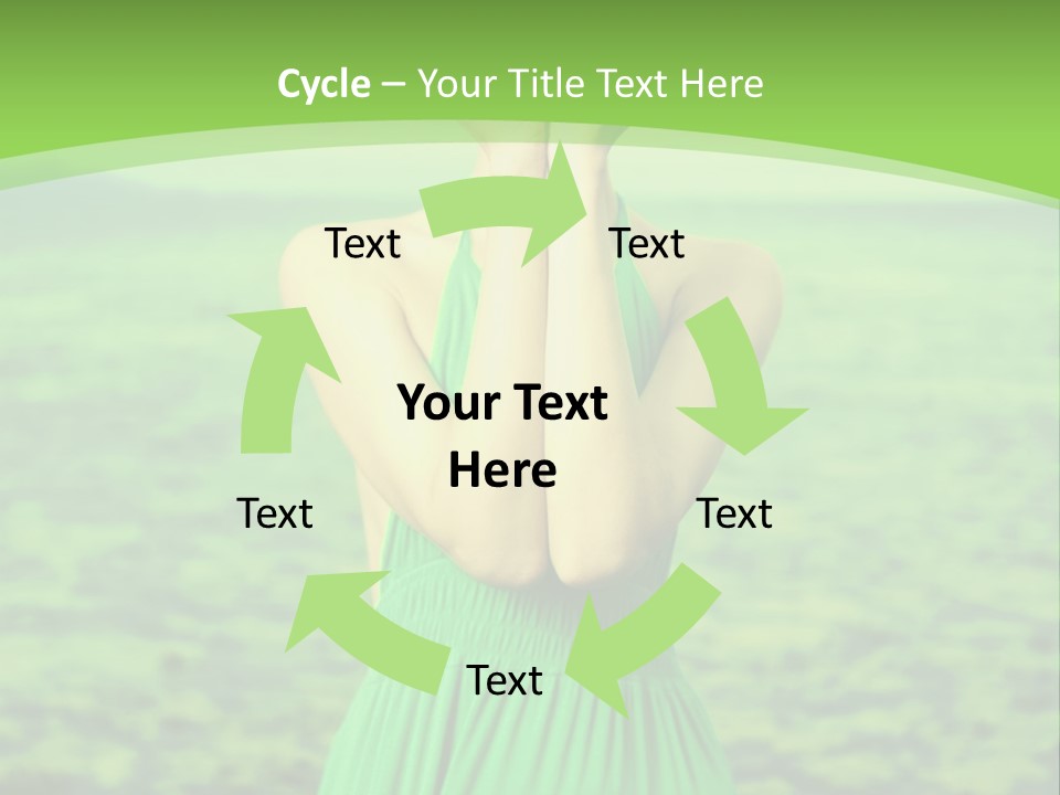 A Woman In A Green Dress Holding A Pink Flower PowerPoint Template