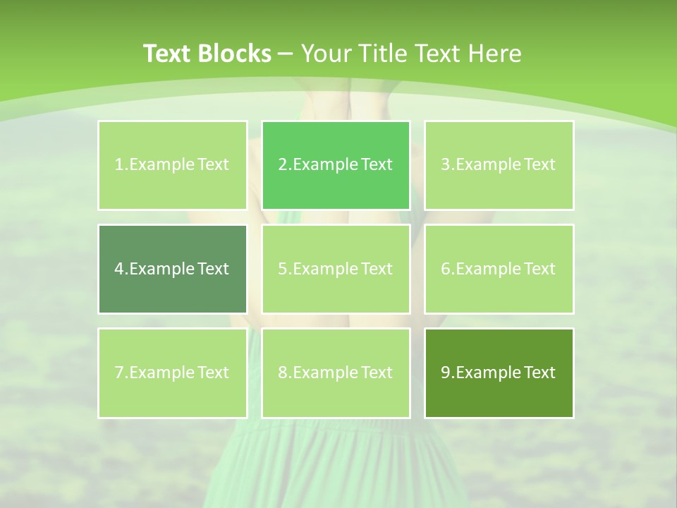 A Woman In A Green Dress Holding A Pink Flower PowerPoint Template