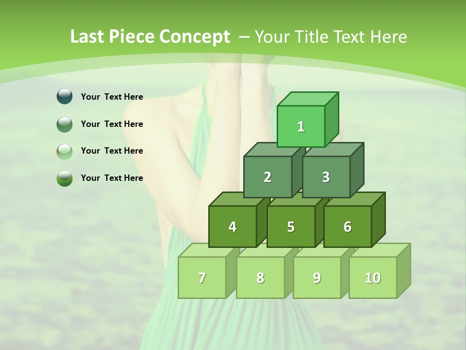 A Woman In A Green Dress Holding A Pink Flower PowerPoint Template