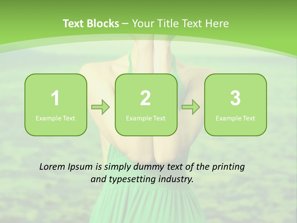 A Woman In A Green Dress Holding A Pink Flower PowerPoint Template