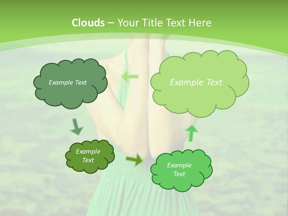 A Woman In A Green Dress Holding A Pink Flower PowerPoint Template