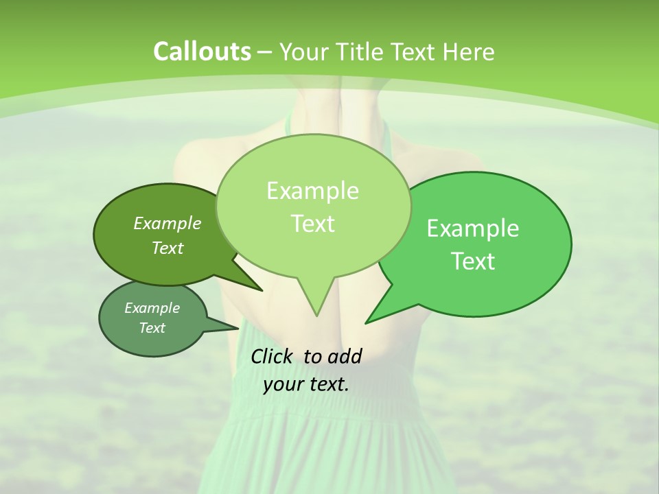 A Woman In A Green Dress Holding A Pink Flower PowerPoint Template