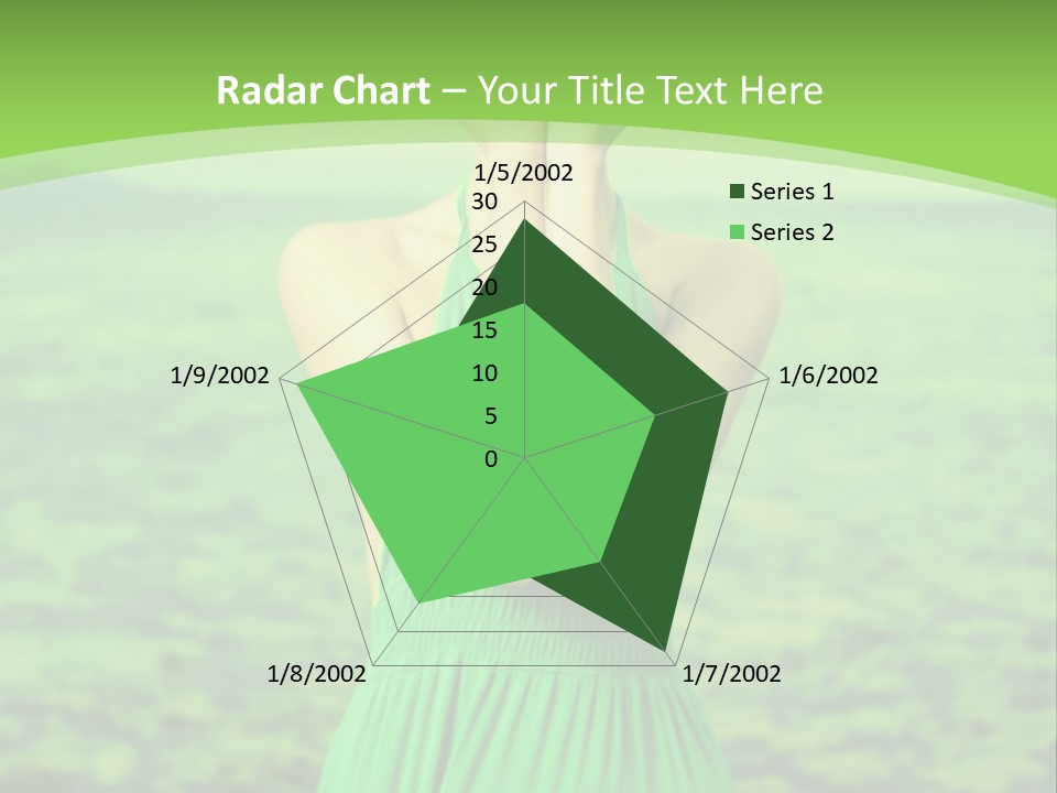 A Woman In A Green Dress Holding A Pink Flower PowerPoint Template