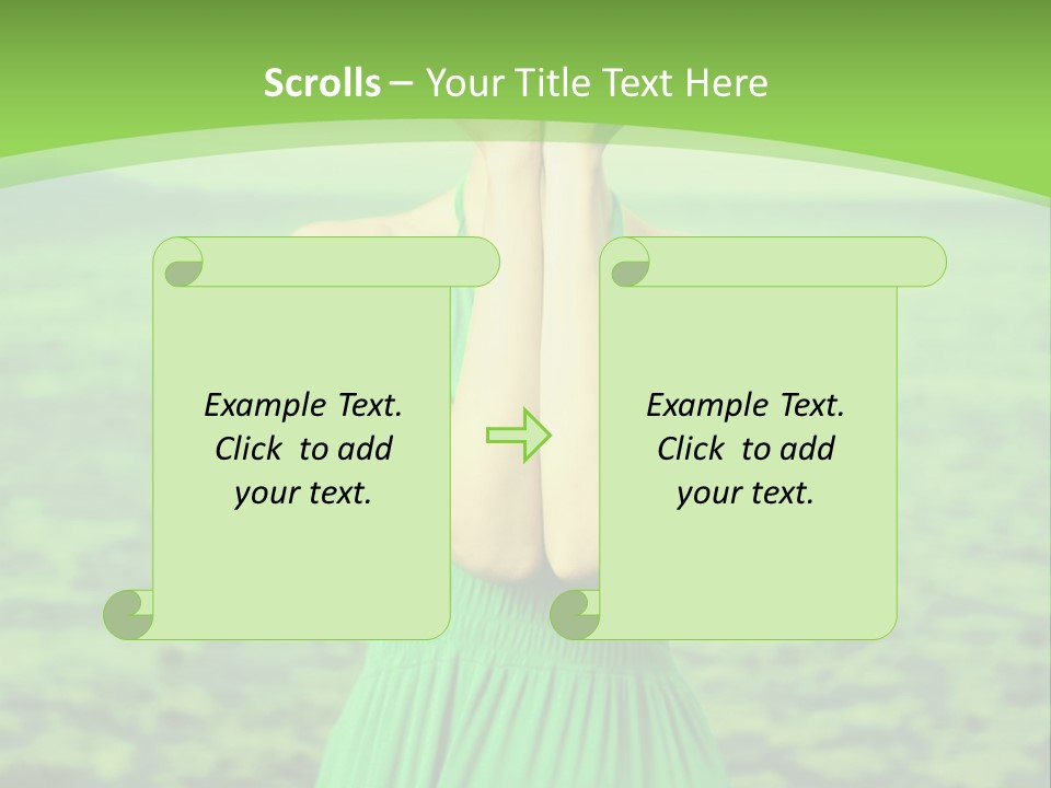 A Woman In A Green Dress Holding A Pink Flower PowerPoint Template