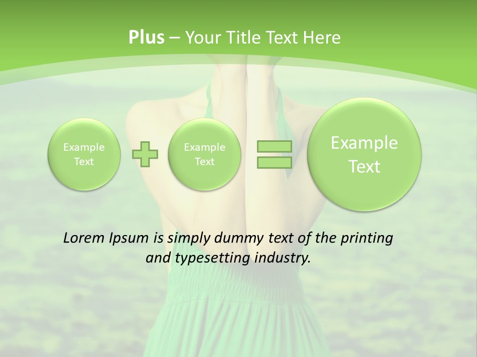 A Woman In A Green Dress Holding A Pink Flower PowerPoint Template