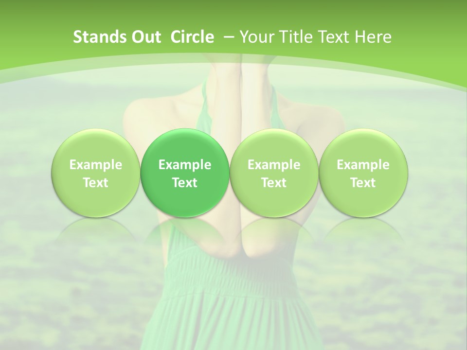 A Woman In A Green Dress Holding A Pink Flower PowerPoint Template