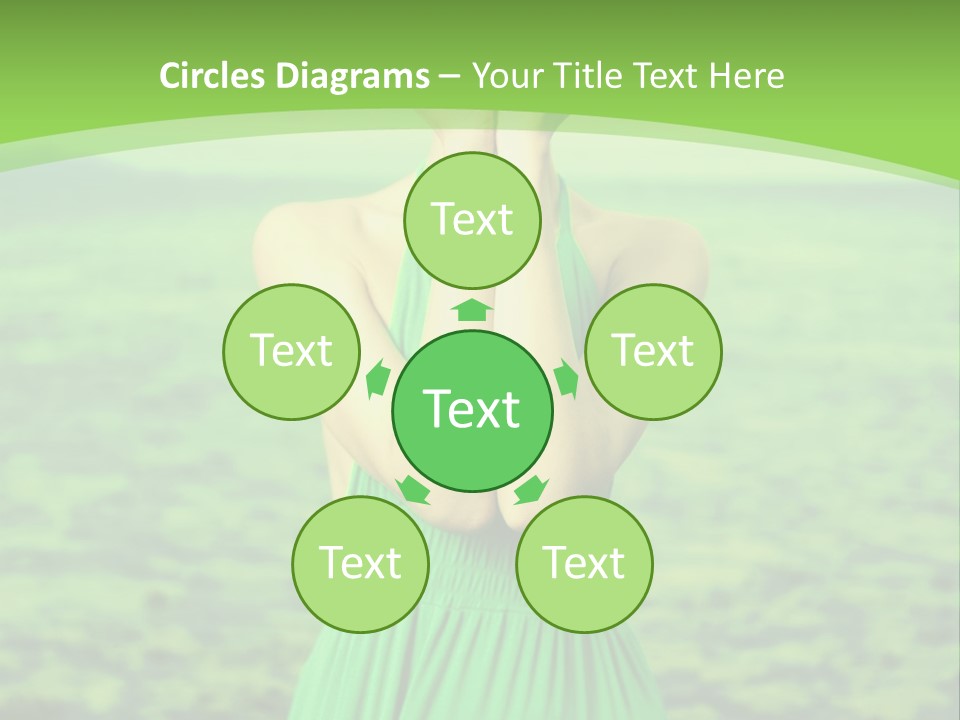 A Woman In A Green Dress Holding A Pink Flower PowerPoint Template