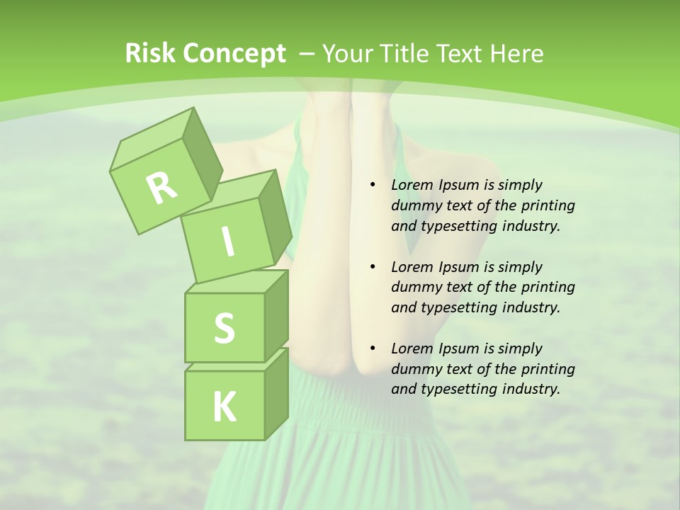 A Woman In A Green Dress Holding A Pink Flower PowerPoint Template