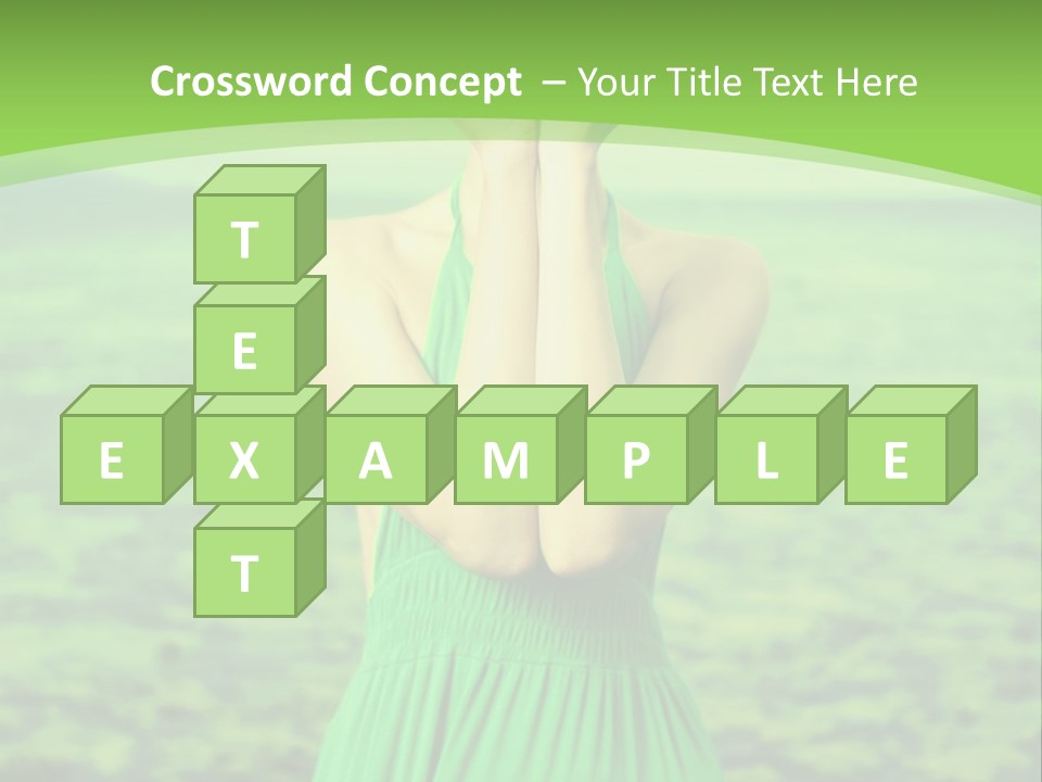 A Woman In A Green Dress Holding A Pink Flower PowerPoint Template