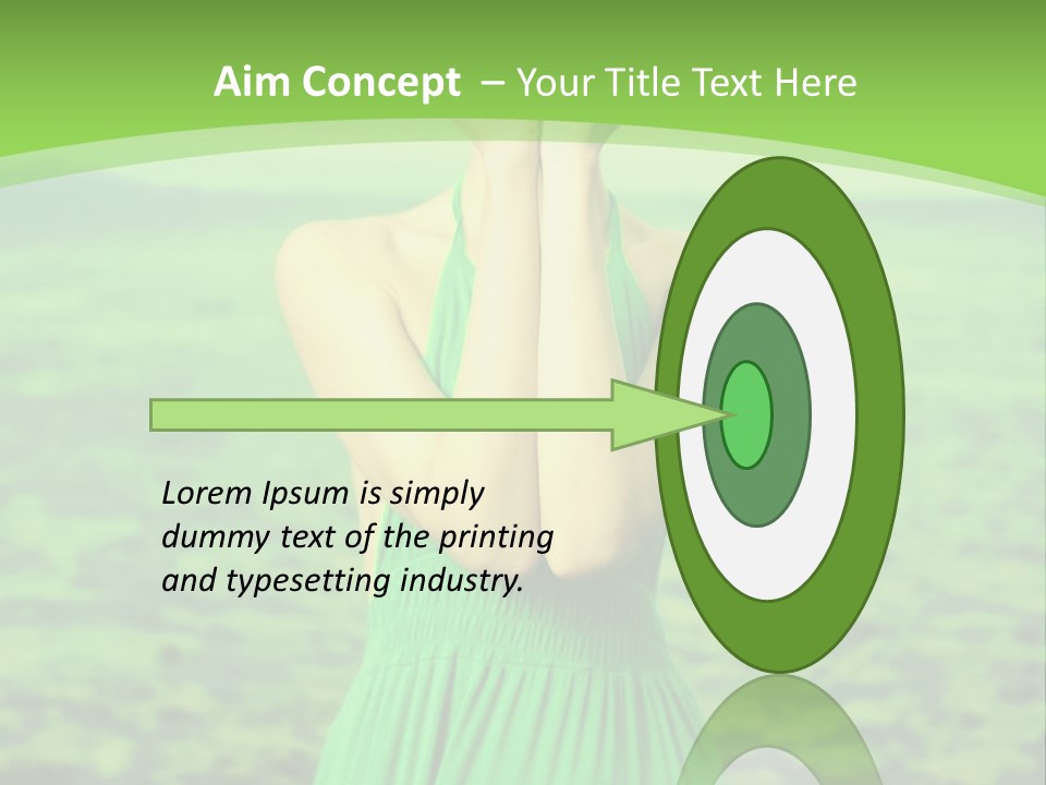 A Woman In A Green Dress Holding A Pink Flower PowerPoint Template