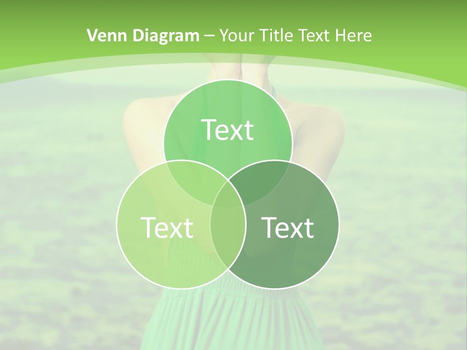 A Woman In A Green Dress Holding A Pink Flower PowerPoint Template