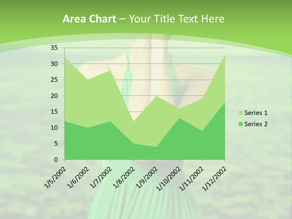 A Woman In A Green Dress Holding A Pink Flower PowerPoint Template