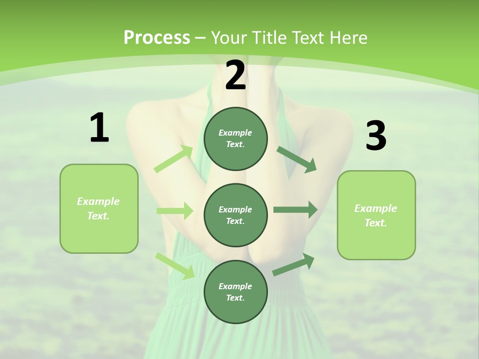 A Woman In A Green Dress Holding A Pink Flower PowerPoint Template