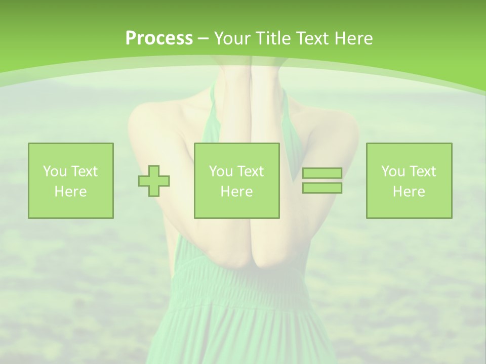 A Woman In A Green Dress Holding A Pink Flower PowerPoint Template