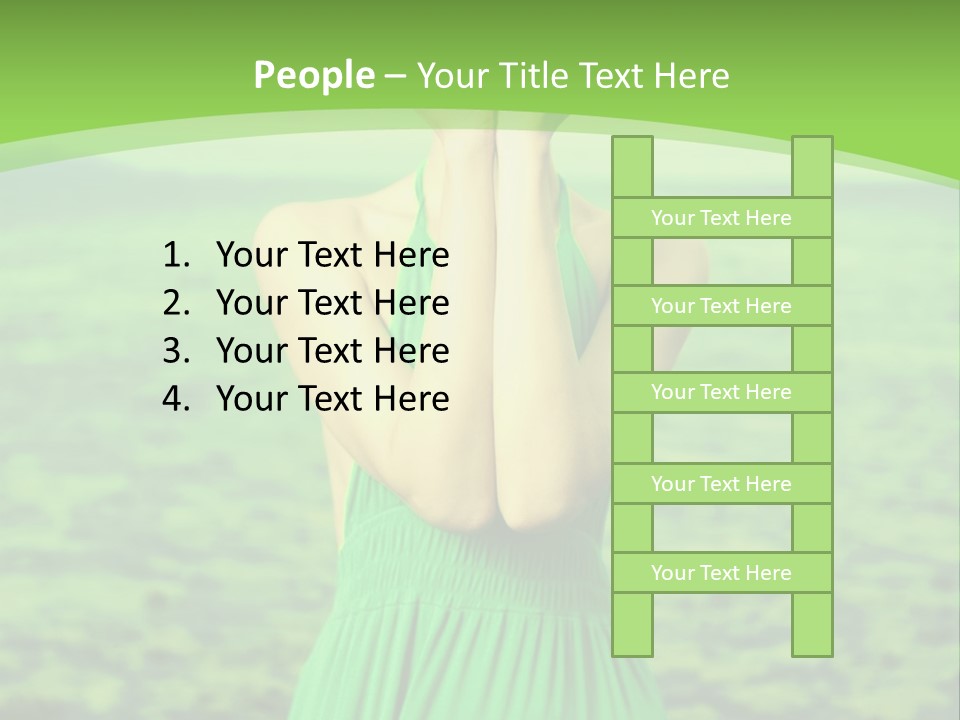 A Woman In A Green Dress Holding A Pink Flower PowerPoint Template