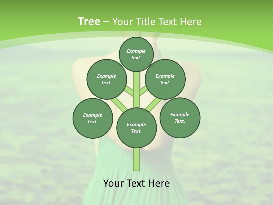 A Woman In A Green Dress Holding A Pink Flower PowerPoint Template