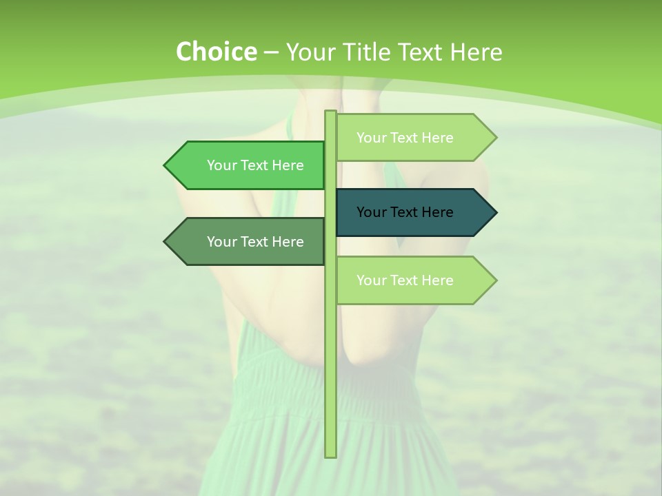 A Woman In A Green Dress Holding A Pink Flower PowerPoint Template