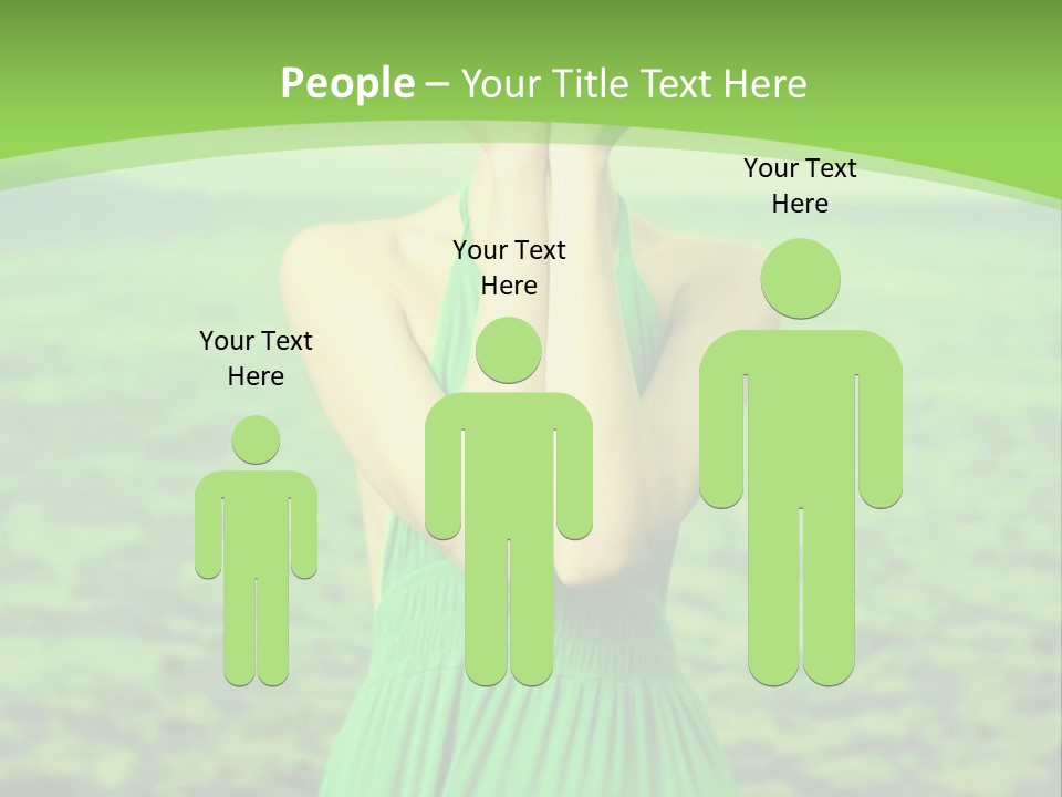 A Woman In A Green Dress Holding A Pink Flower PowerPoint Template