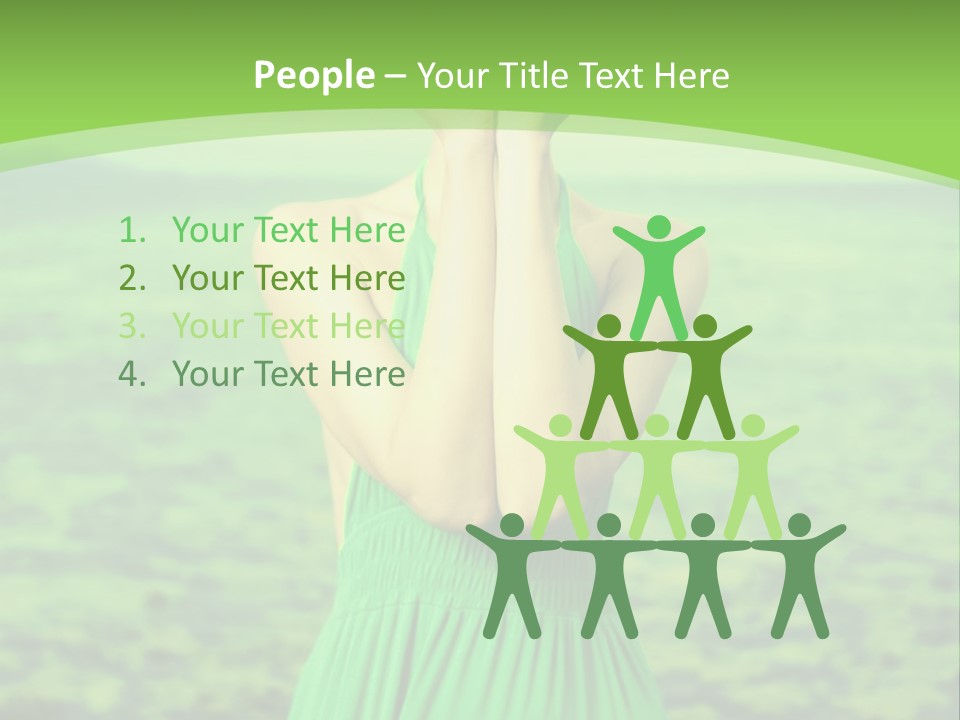 A Woman In A Green Dress Holding A Pink Flower PowerPoint Template