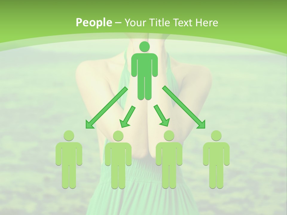 A Woman In A Green Dress Holding A Pink Flower PowerPoint Template