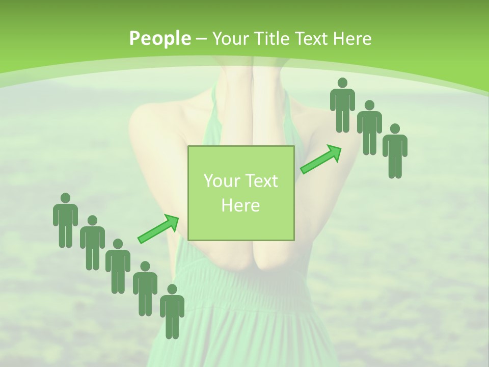 A Woman In A Green Dress Holding A Pink Flower PowerPoint Template