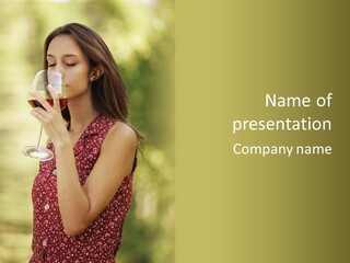 Wineglass Young Woman Vintner PowerPoint Template