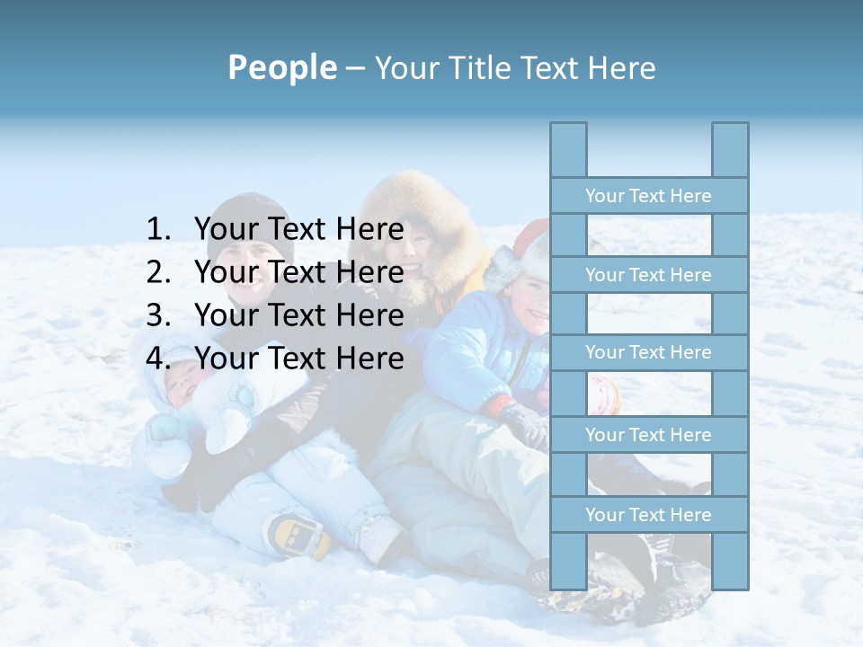 A Group Of People Sitting On Top Of A Snow Covered Ground PowerPoint Template
