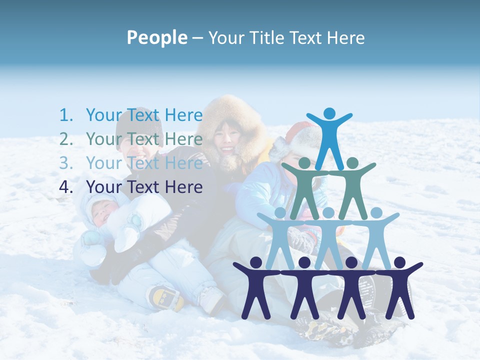 A Group Of People Sitting On Top Of A Snow Covered Ground PowerPoint Template