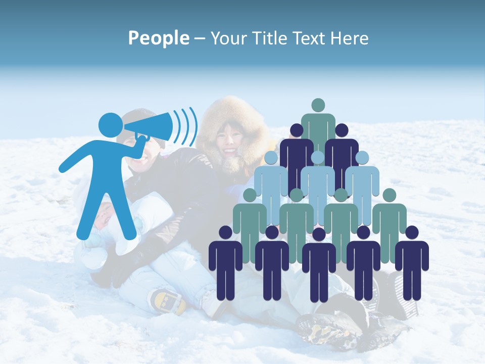 A Group Of People Sitting On Top Of A Snow Covered Ground PowerPoint Template