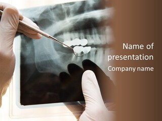A Person Holding A Toothbrush In Front Of An X - Ray PowerPoint Template