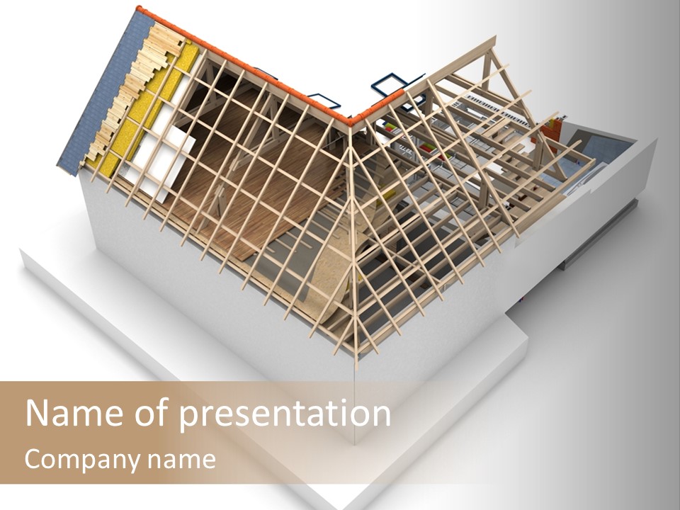 A House That Is Being Built On Top Of A Block Of Wood PowerPoint Template