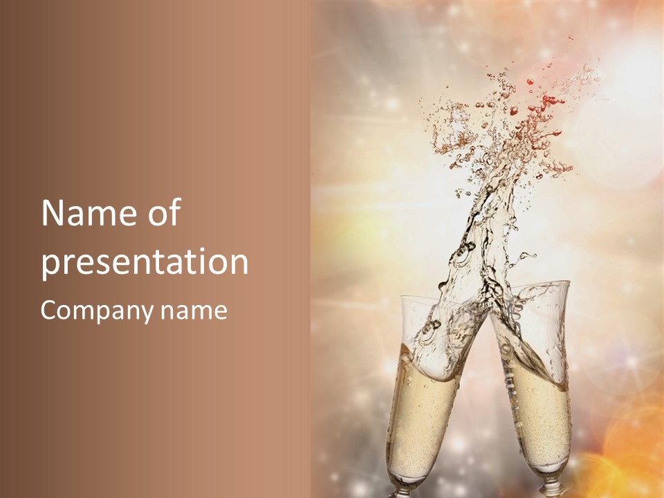 Liquid Splash Champaign Drink PowerPoint Template