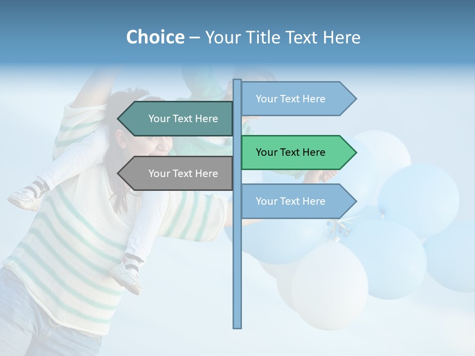 A Woman Holding A Child In Her Arms With Balloons In The Background PowerPoint Template