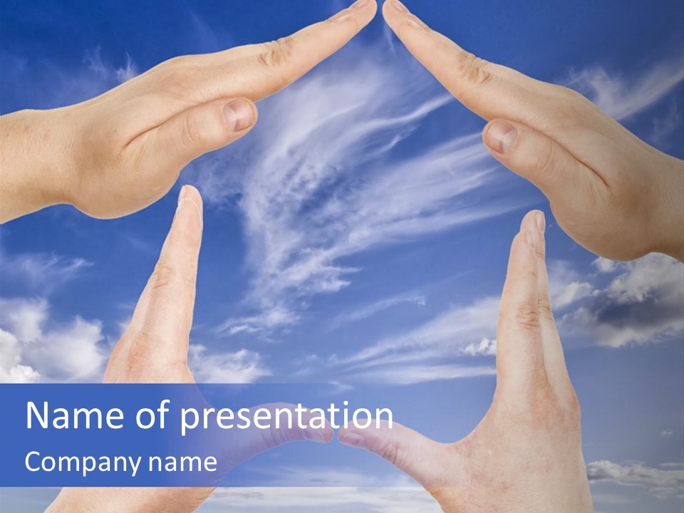 A Group Of Hands Reaching Up Into The Sky PowerPoint Template