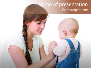 Looking Girl Holding PowerPoint Template