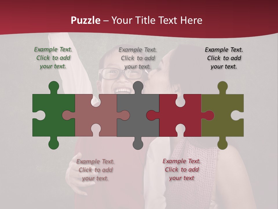 A Man And Woman Kissing In Front Of A Blackboard PowerPoint Template