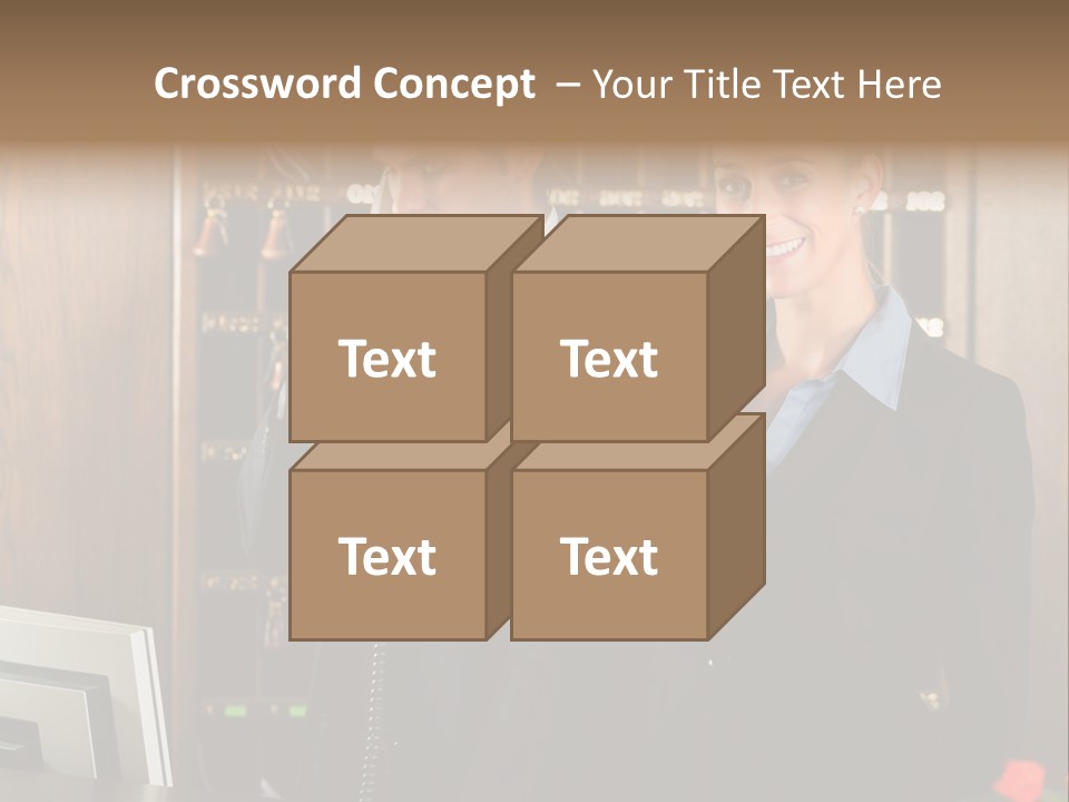 Handsome Colleague Desk PowerPoint Template