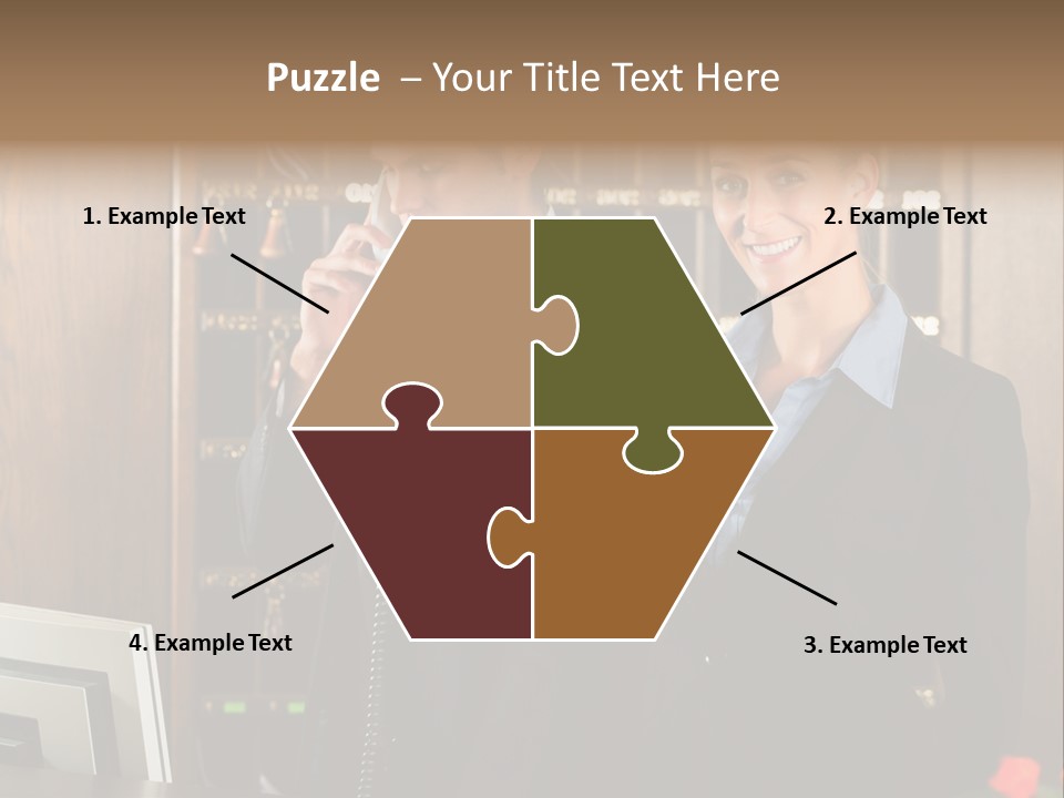 Handsome Colleague Desk PowerPoint Template