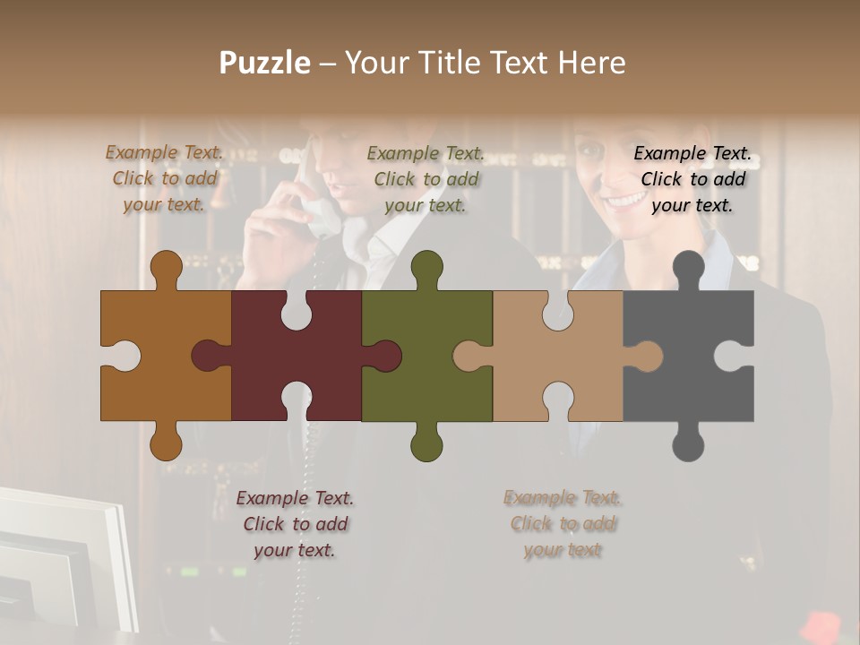 Handsome Colleague Desk PowerPoint Template