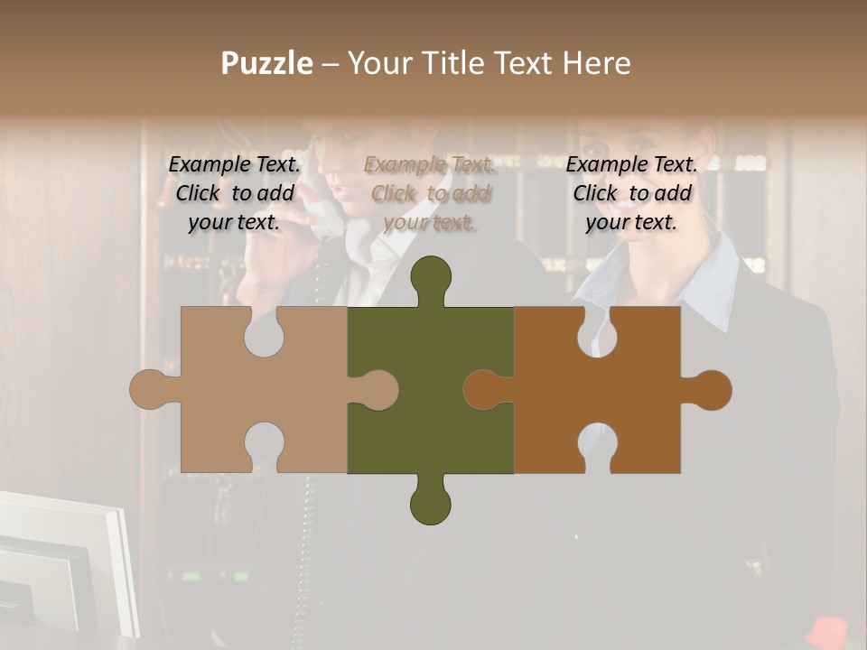Handsome Colleague Desk PowerPoint Template