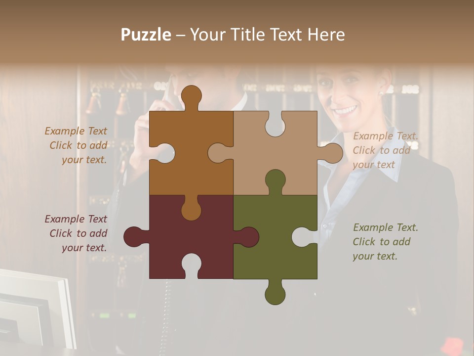 Handsome Colleague Desk PowerPoint Template