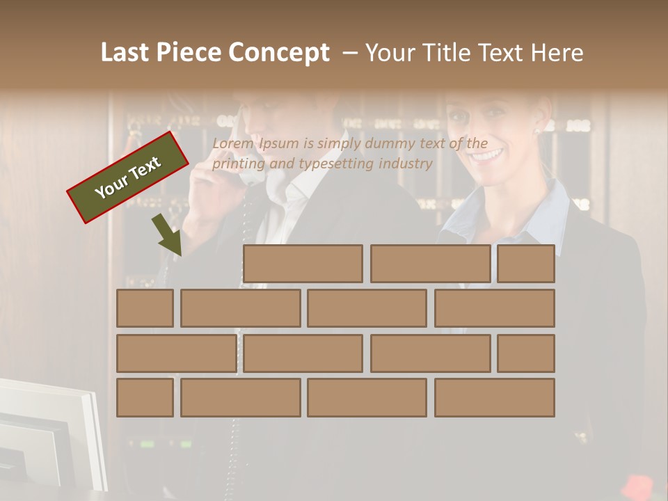Handsome Colleague Desk PowerPoint Template