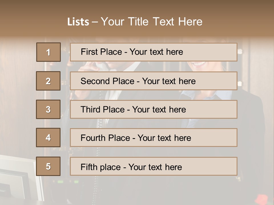Handsome Colleague Desk PowerPoint Template