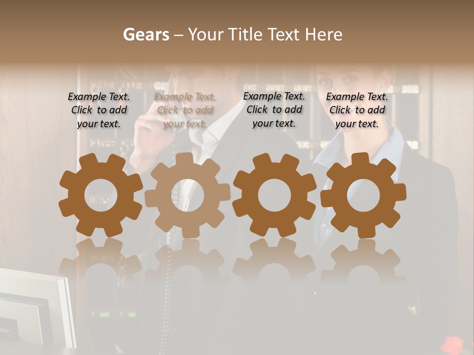 Handsome Colleague Desk PowerPoint Template