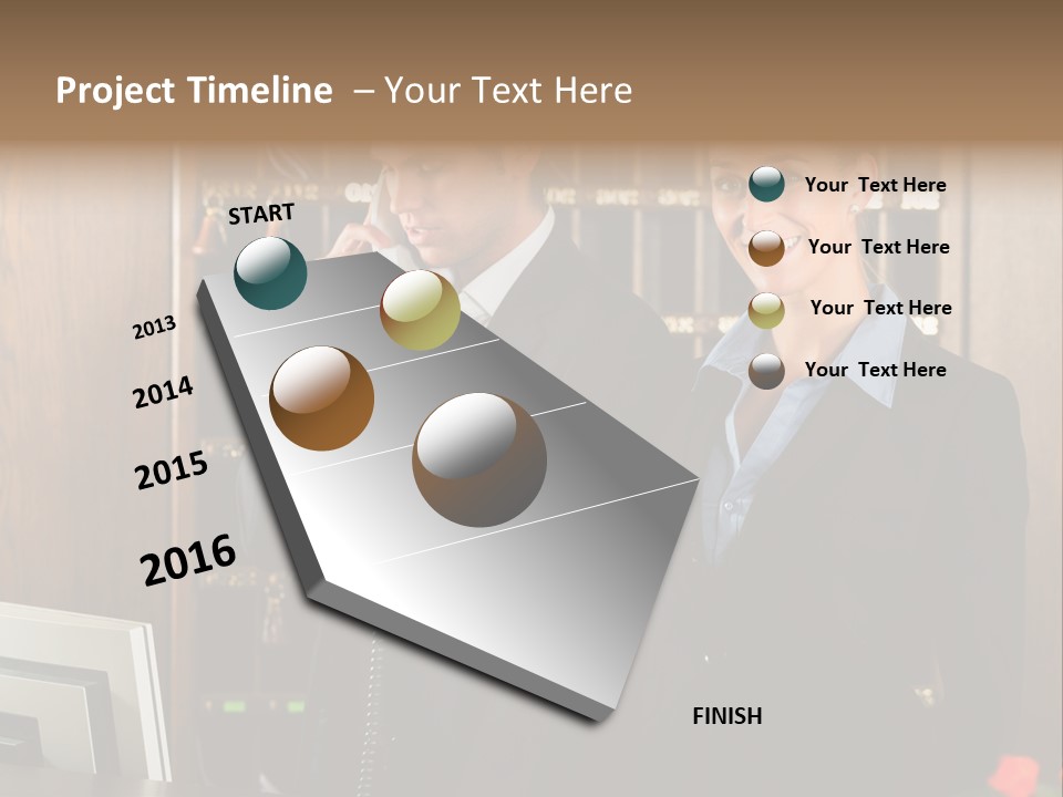 Handsome Colleague Desk PowerPoint Template
