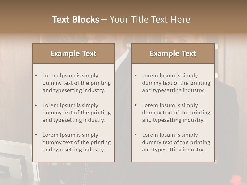 Handsome Colleague Desk PowerPoint Template