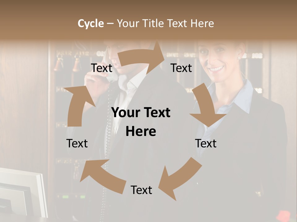 Handsome Colleague Desk PowerPoint Template